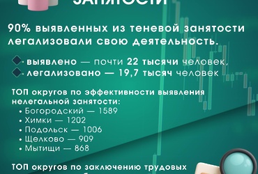С начала года 9️⃣0️⃣➗ выявленных из теневой занятости жителей Подмосковья легализовали свою деятельность