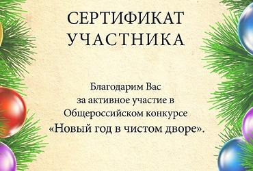 Общероссийский конкурс «Новый год в чистом дворе!»