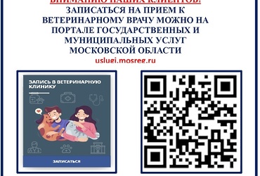 Записаться к ветеринарному врачу теперь можно через портал государственных и муниципальных услуг