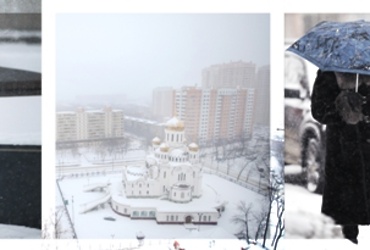 Реутов накрыло «весенним» снегом